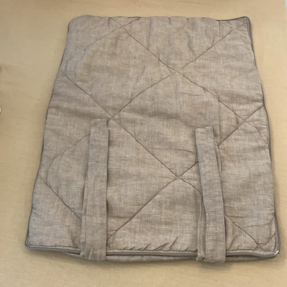 Set of Two Standard Pottery Barn Quilted Linen, Silk and Cotton Blend Shams